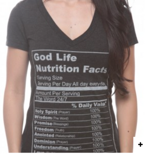 God Life Nutrition Facts- Womens Christian T-Shirts - Christian Clothing Malachi Clothing Co